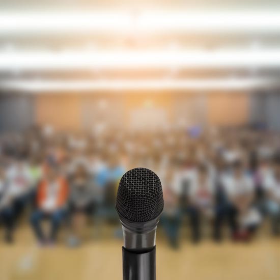 Microphone in front of audience
